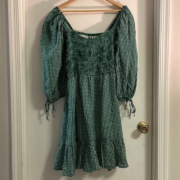 🪀 {PRICE FIRM} Faithfull the Brand Romina Mini Dress — Basil Solene Check Print - Picture 3 of 10